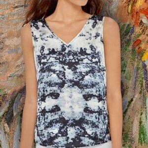 NWOT Eva Longoria V-Neck Tie-Dye Graphic Print V-Neck Sleeveless Blouse XS